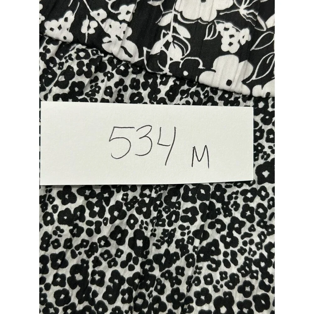 Susan Graver Womens Black White Floral Tiered Skirt Sz 2X